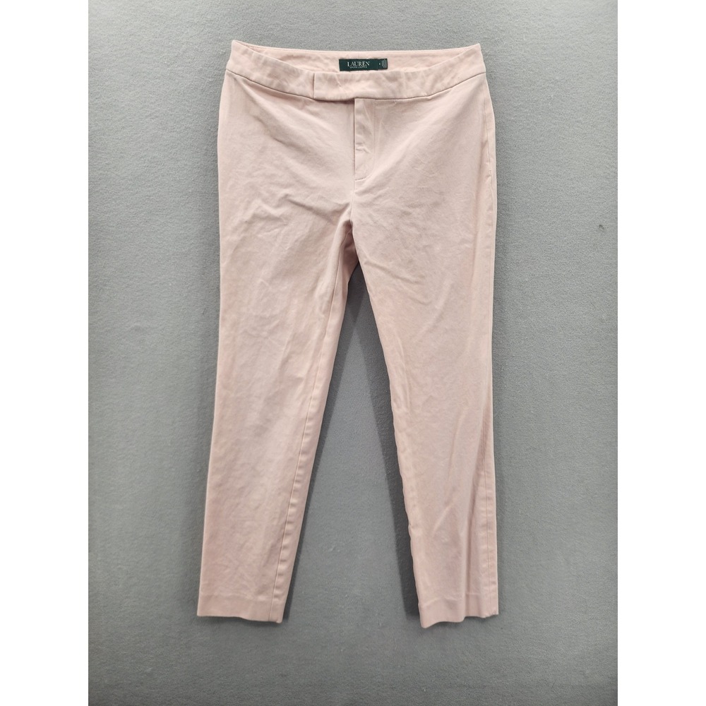 Lauren Ralph Lauren Pink Slim Ankle Pants Womens 4 Stretch Cotton Blend Trousers